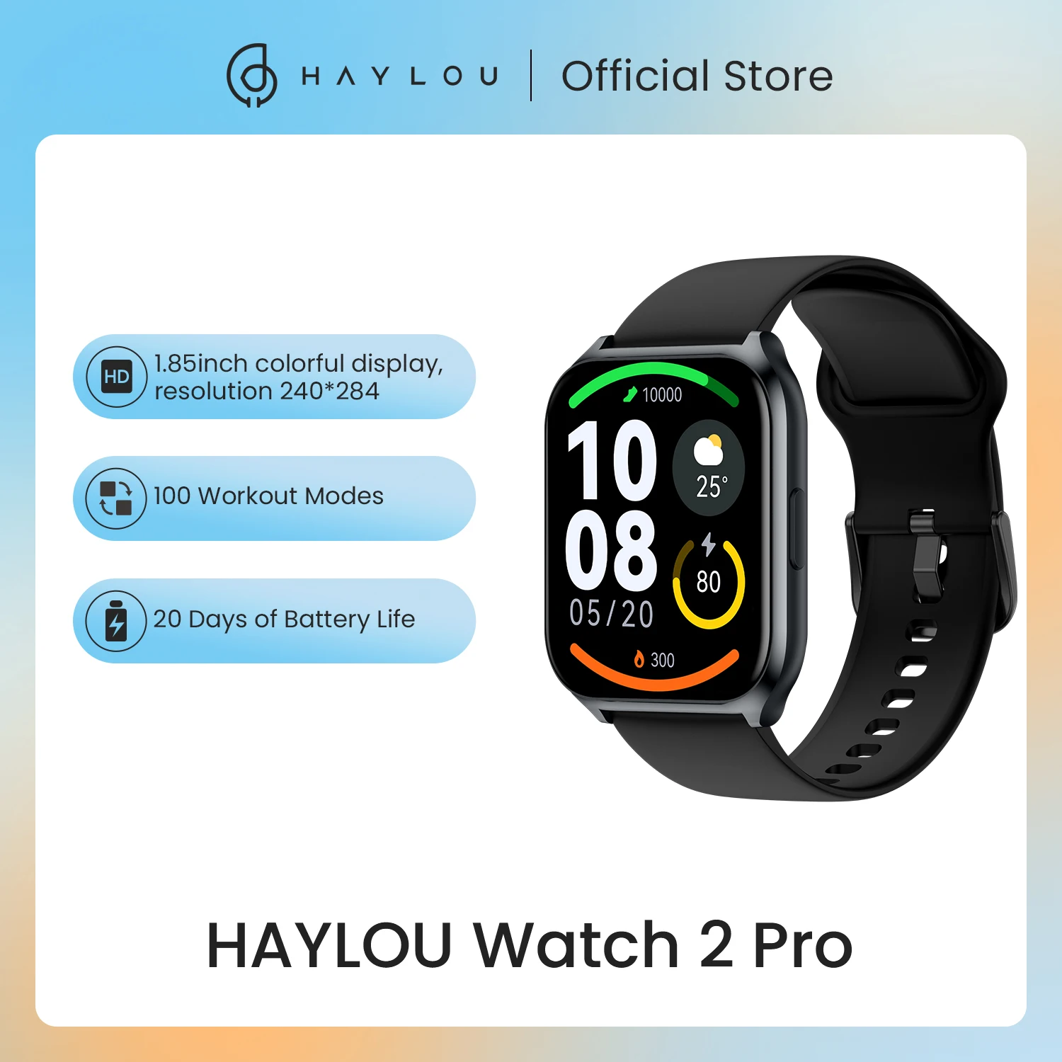 HAYLOU Watch 2 Pro (LS02 Pro) Smartwatch 1.85inch Large Display 100 Workout Modes Smart Watch for Men Heart Rate Monitoring