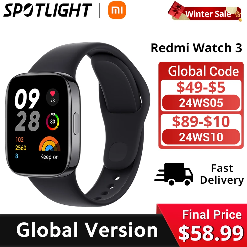 [World Premiere] Global Version Xiaomi Redmi Watch 3 Supports Bluetooth Voice Call 1.75” AMOLED Screen 12 Days Battery Life